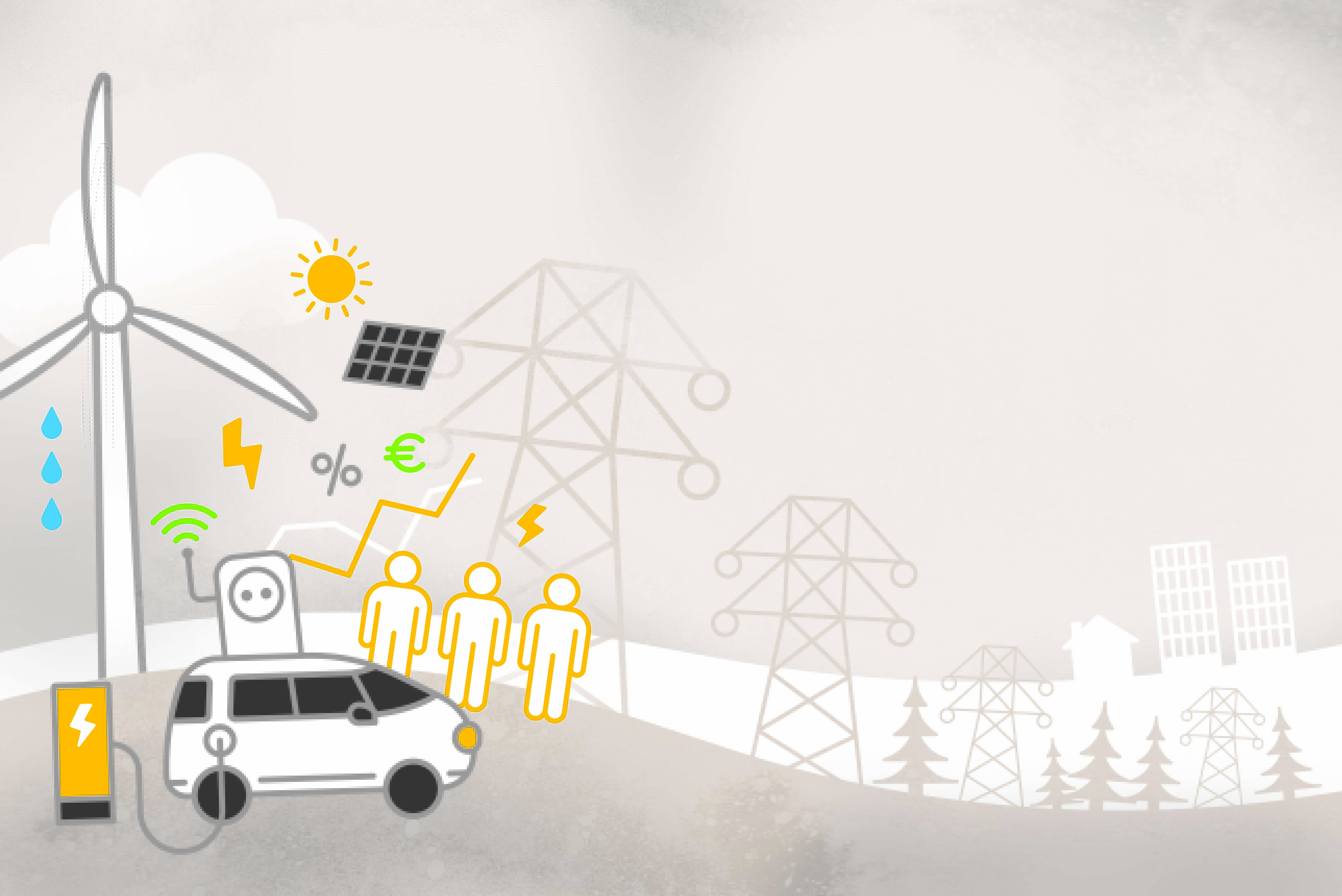 digitaalista energiaa tuulivoimala sähköauto