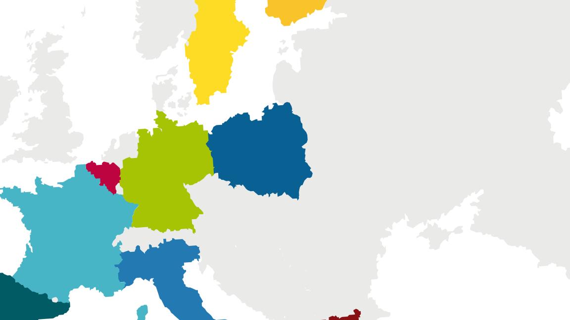 The map of Europe with the EUNICE countries.