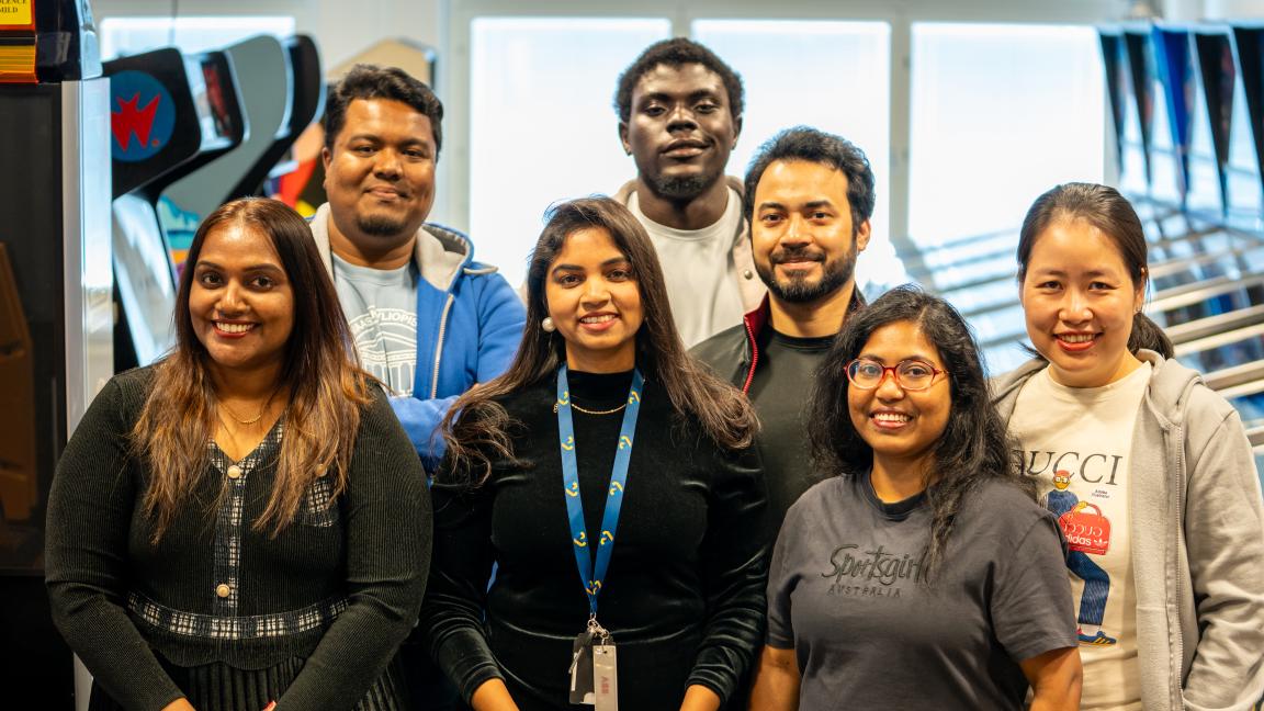 Group of students at the University of Vaasa game hall