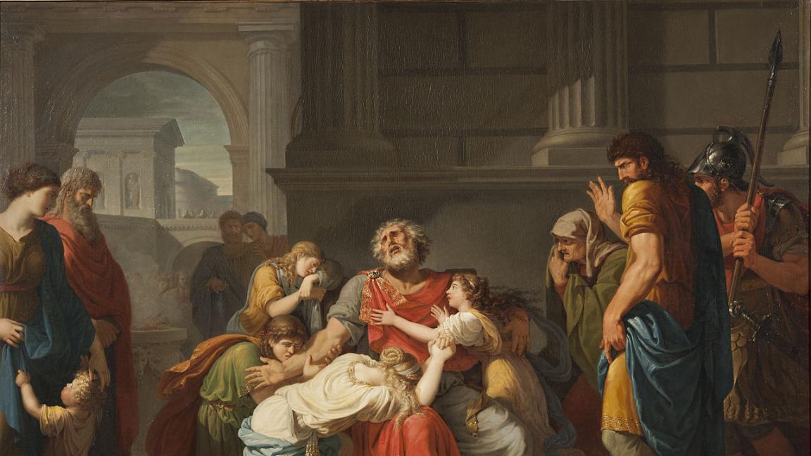 Bénigne Gagneraux (1756-1795): Sokea Oidipus jättää lapsensa jumalten huomaan (1784)