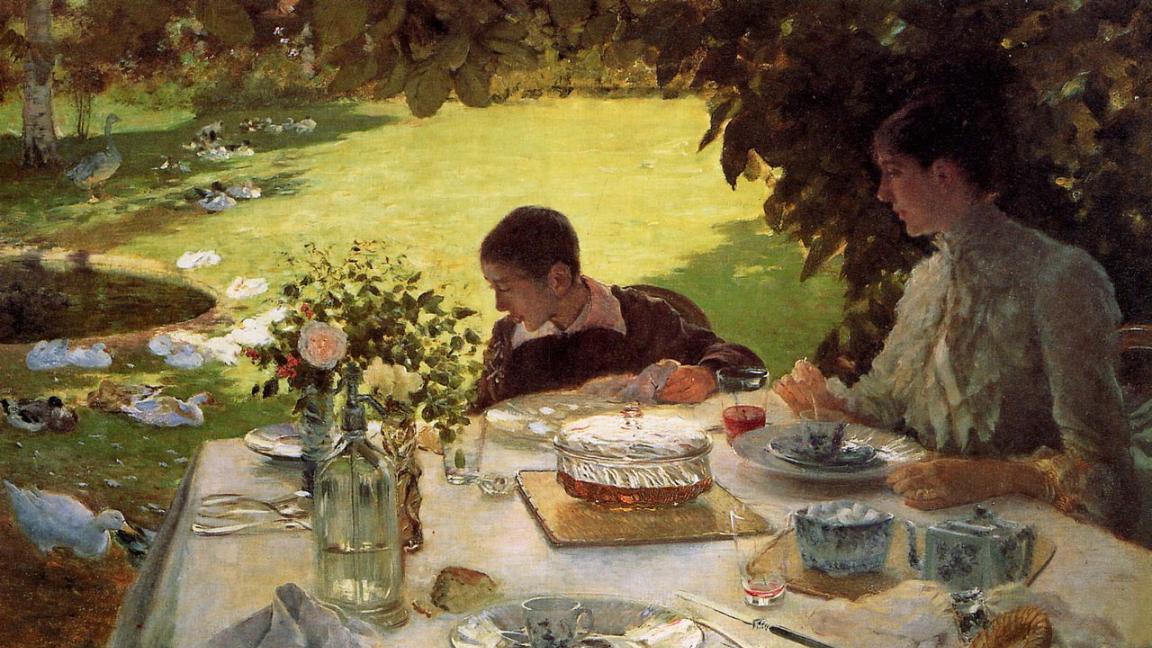 Giuseppe De Nittis (1846-1884): Aamiainen puutarhassa (1883)