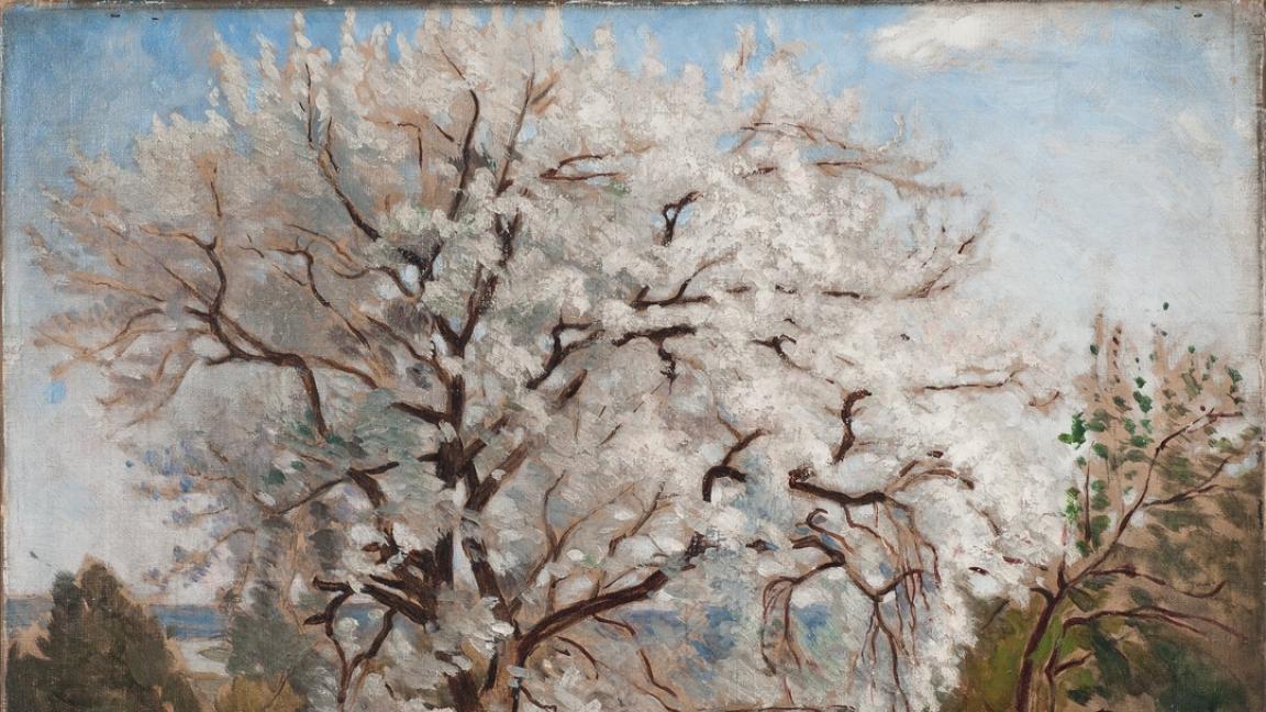 Carl Fredrik Hill (1849-1911): Kukkiva hedelmäpuu (1877)