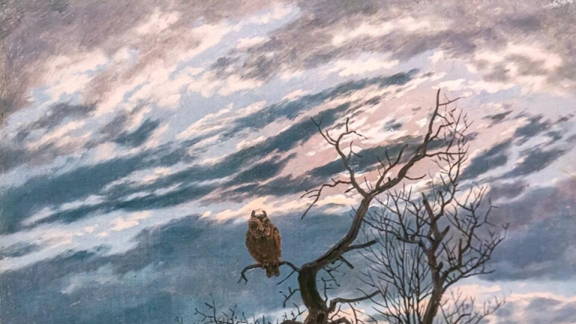Caspar David Friedrich (1774-1840): Pöllö paljaassa puussa (1834)