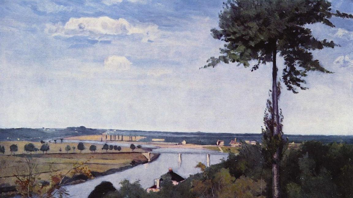 Carl Fredrik Hill (1849-1911): Seinen maisema ja poppeli (1877)