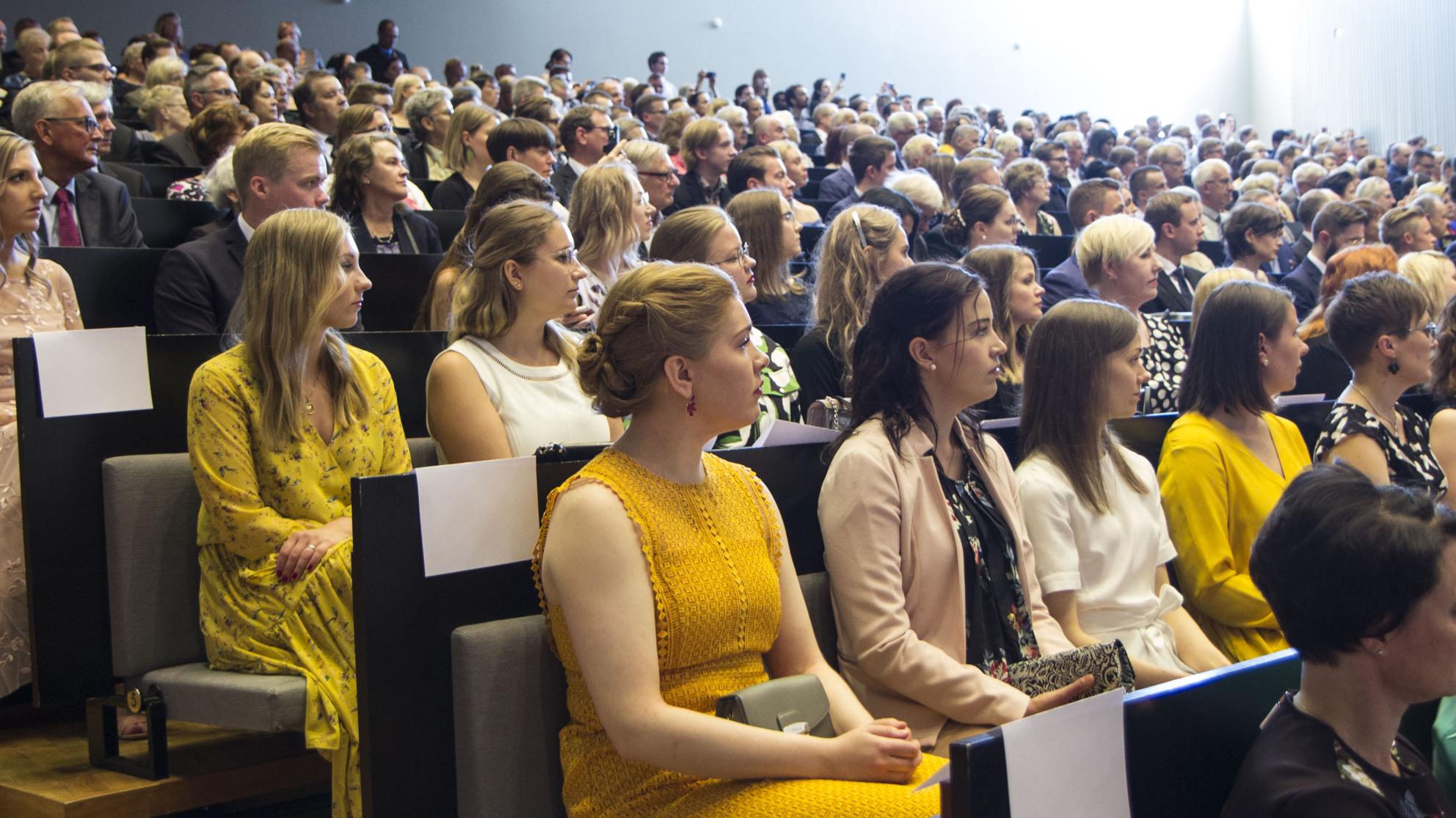 Audience in 2019 Publiikki graduation event Audience in 2019 Publiikki graduation event