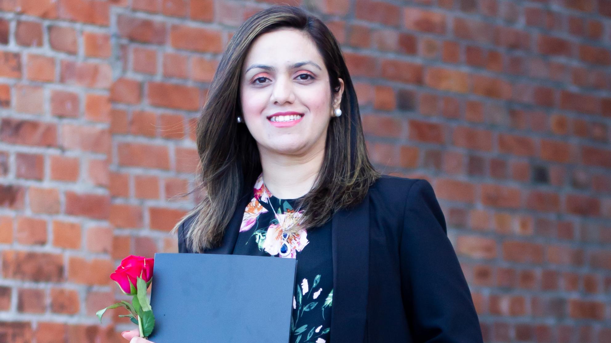Freeha Hussain posing on her graduation day