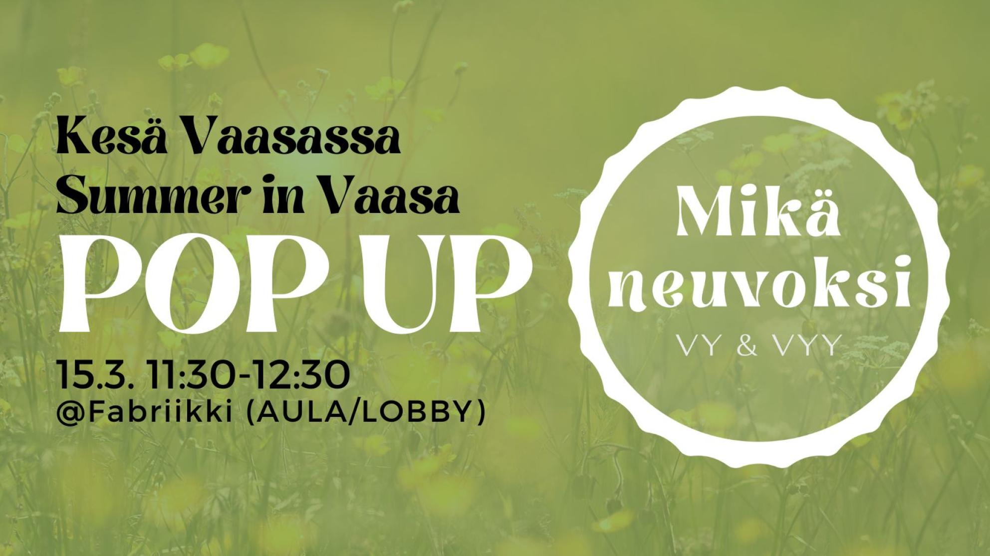 Hyvinvointi- ja ohjauspalveluiden pop up - The well-being and guidance services pop-up