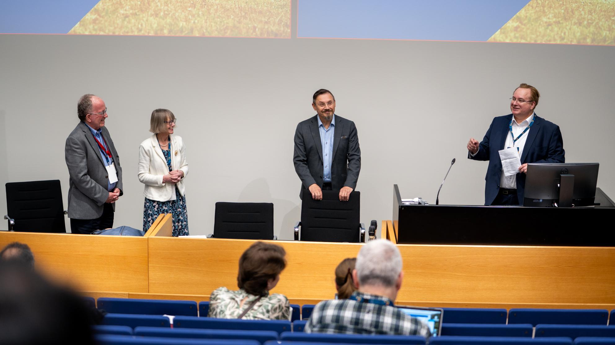 In the picture: Professor Gary Knight, Professor Helen Lawton Smith, Director Juha Kytölä and Vice-rector Martin Meyer