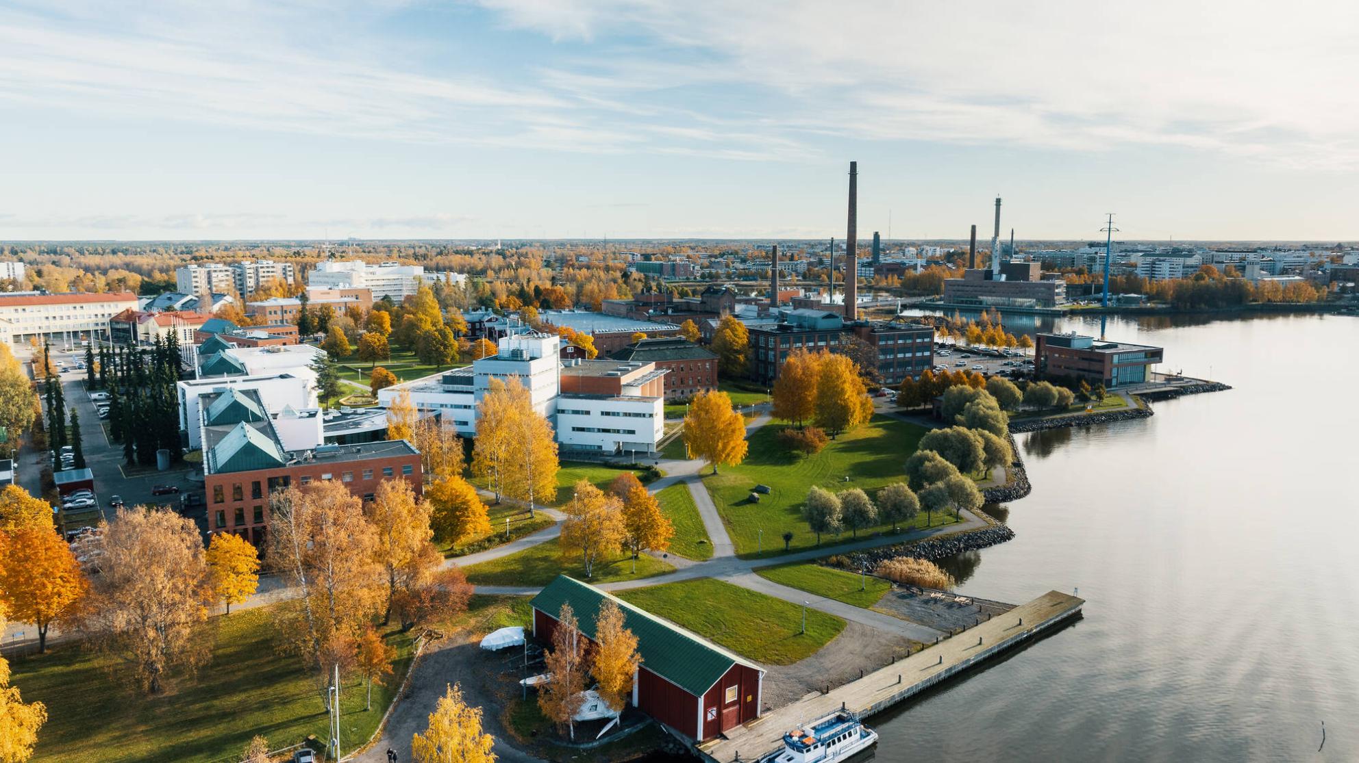 Aerial photo of University of Vaasa campus area