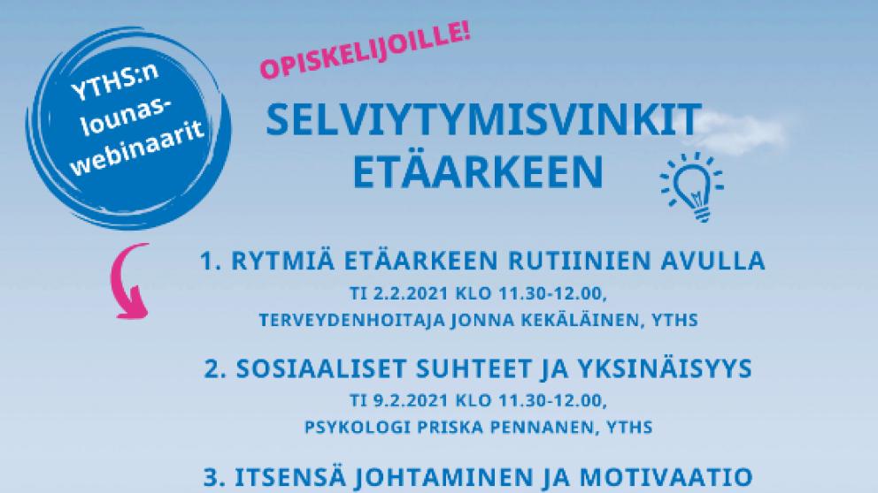 Selviytymisvinkit etäarkeen -webinaarisarja