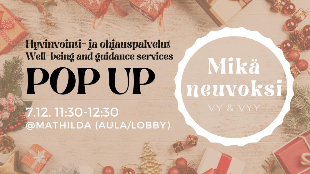 Hyvinvointi- ja ohjauspalveluiden pop up - The well-being and guidance services pop up