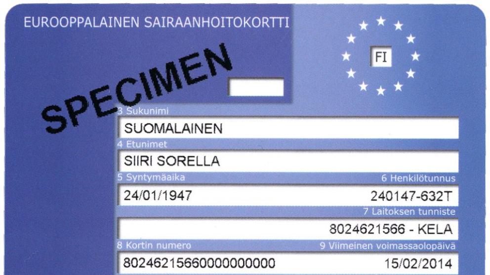 Eurooppalainen sairaanhoitokortti - European Health Insurance Card