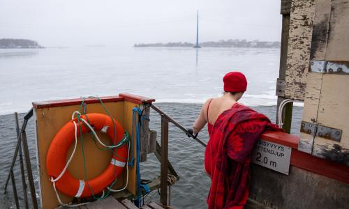 Ice swimming.