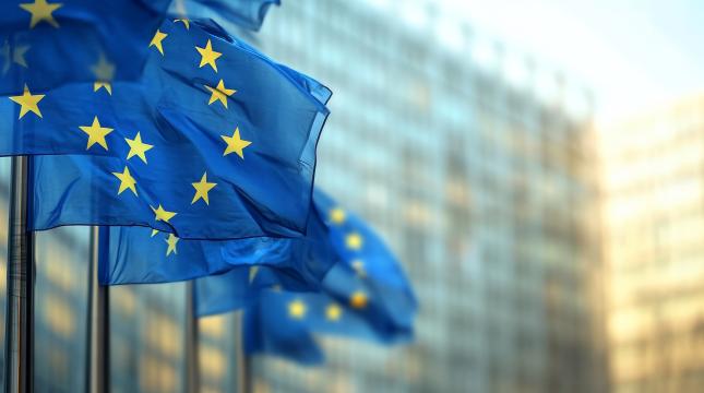 EU:n lippu ja rakennus Brysselissä