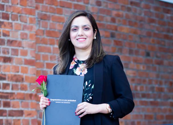Freeha Hussain posing on her graduation day