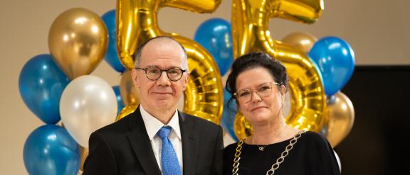 Heikki Mannila ja Minna Martikainen vuosipäivän juhlasta