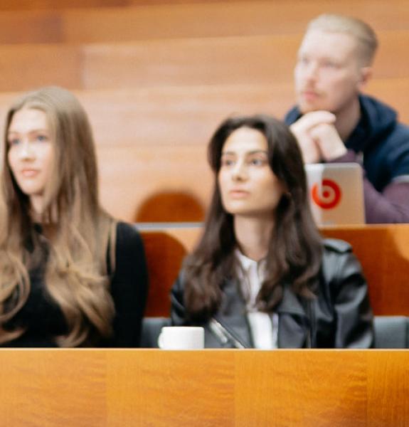 Students at a lecture on campus