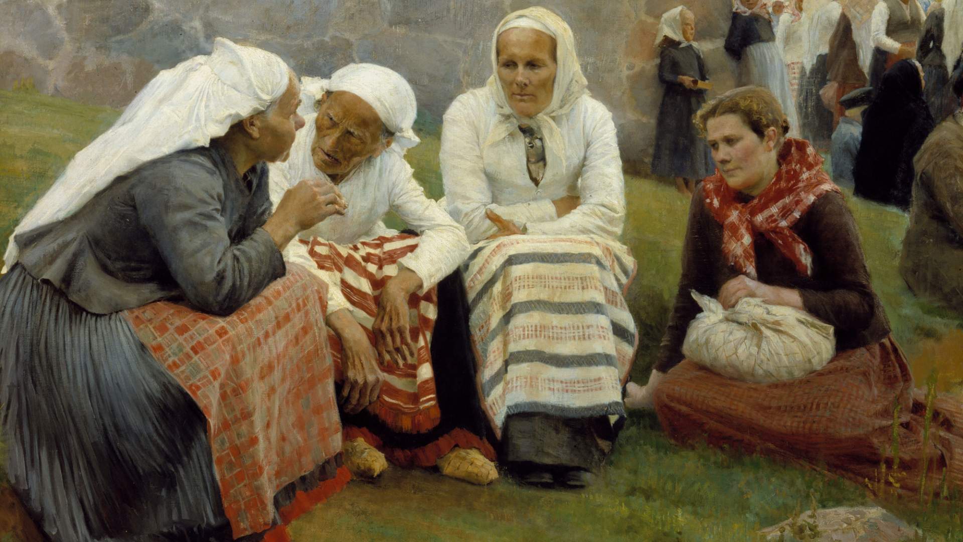 Albert Edelfelt (1854-1905): Ruokolahden eukkoja kirkonmäellä (1887)