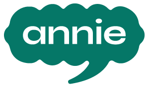 Annie Advisorin logo, jossa lukee puhekuplan sisällä annie