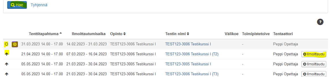 tentti-ilmoittautuminen Pepissä