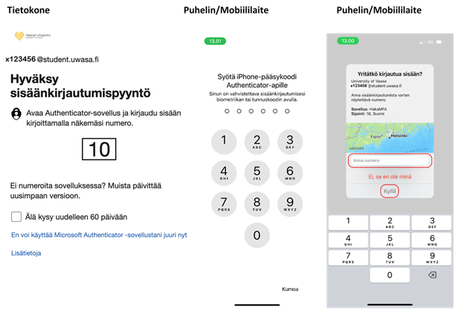 MFA-sisäänkirjautumispyynnön hyväksyminen