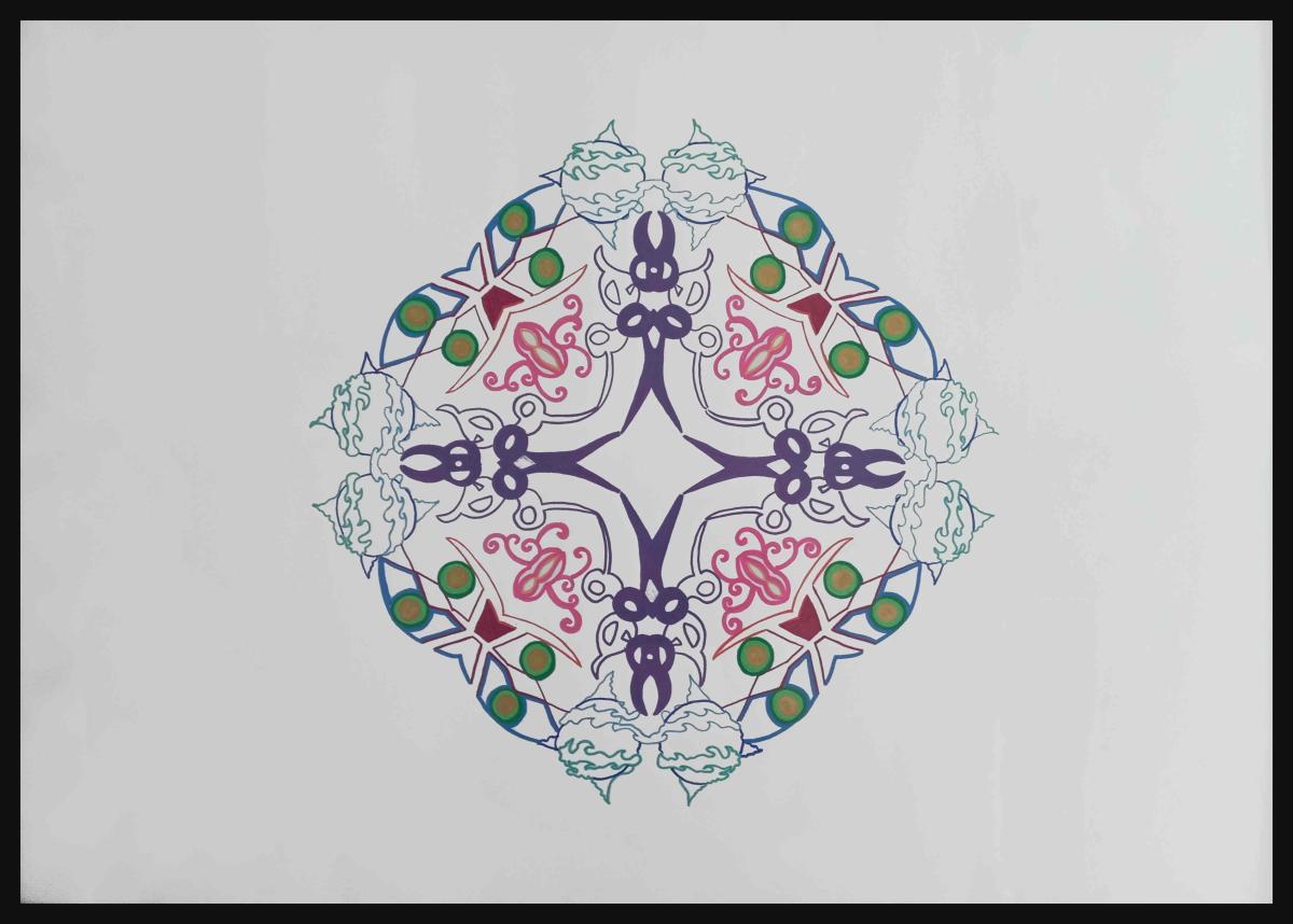 Shämse. Tämä persialainen aurinko eli shämse on koottu iltapäiväkerhon osallistujien luonnoksista.