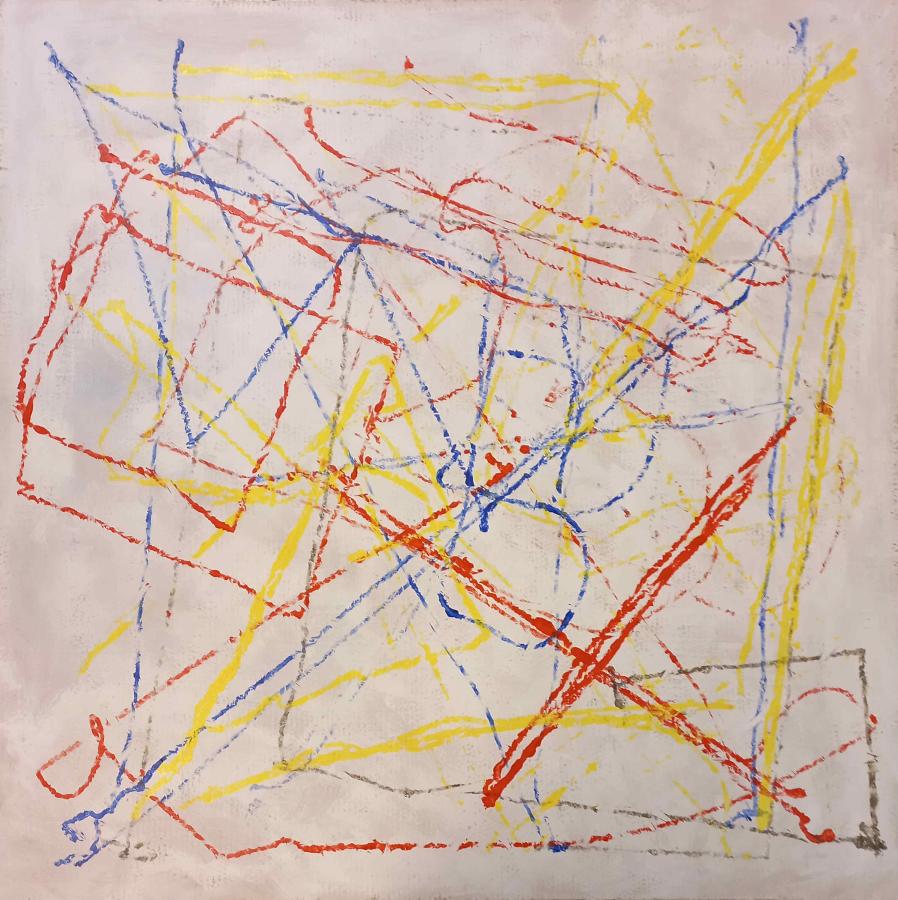 Sphero-ohjelmointi. Teos on luotu Sphero-robottipalloilla.