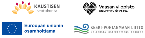 Logot Kaustisen seutukunta, Vaasan yliopisto, Euroopan unionin osarahoittama sekä Keski-Pohjanmaan liitto