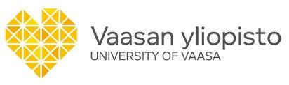 Logo of University of Vaasa, yellow heart icon and grey text