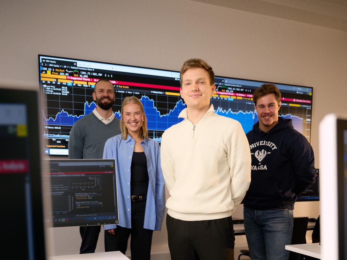 Students and a teacher at the Bloomberg Lab