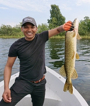 Zakir Hossan with a pike