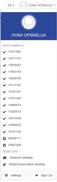 list of study right in Peppi