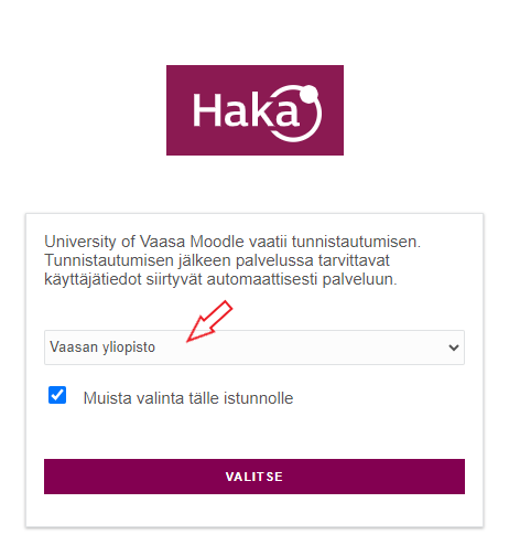 Kuva haka.funet.fi-sivustosta: Kotiorganisaation valinta