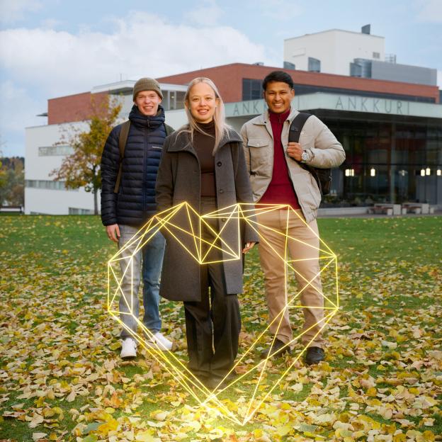 Opiskelijat yhdessä ulkona