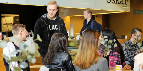 Students at the coffee break