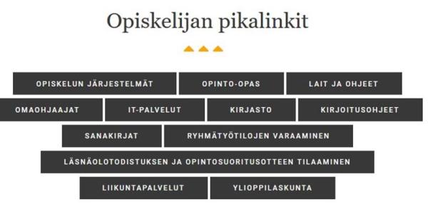 Opiskelijan pikalinkit - Quick links for students