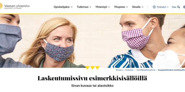 An example of the new visual look of the university website