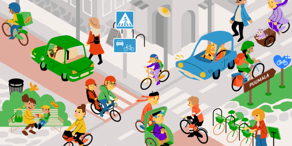 Different types of cycling in city