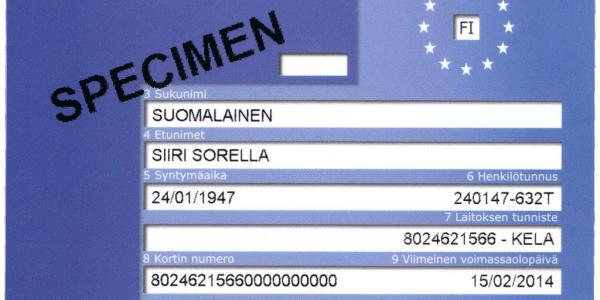 Eurooppalainen sairaanhoitokortti - European Health Insurance Card