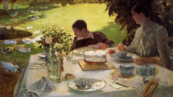 Giuseppe De Nittis (1846-1884): Aamiainen puutarhassa (1883)