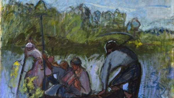 Ellen Thesleff (1869-1954): Elonkorjaajia veneessä II (1924)