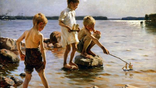 Albert Edelfelt (1854-1905): Leikkiviä poikia rannalla (1884)