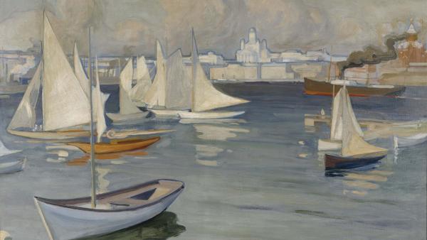 Albert Edelfelt (1854-1905): Nyländska Jaktklubbenin soutusatama Helsingissä (1899)