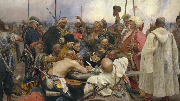 Ilja Repin (1844-1930): Zaporogit kirjoittavat pilkkakirjettä Turkin sulttaanille (1891)
