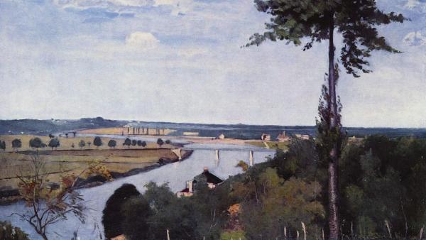 Carl Fredrik Hill (1849-1911): Seinen maisema ja poppeli (1877)