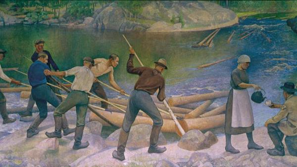 Pekka Halonen (1865-1933): Tukinuittajat (1925)