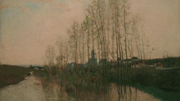 Carl Fredrik Hill (1849-1911): Tulvamaisema ja pyykkäri (1876)
