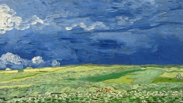 Vincent van Gogh (1853-1890): Vehnäpelto ukkospilvien alla (1892)