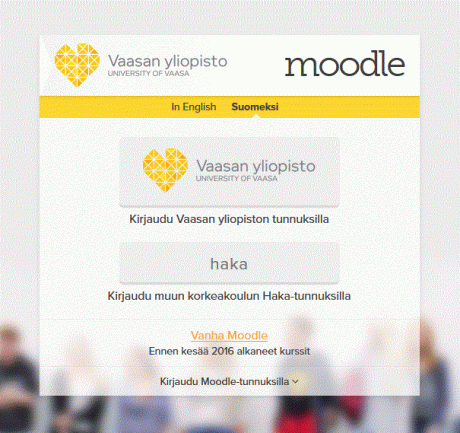 Kuva Moodlen kirjautumissivusta.