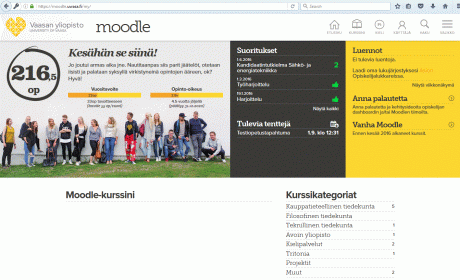 Kuva Moodlen etusivusta.